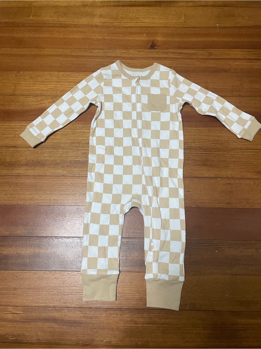 Koala Kids Checkerboard Romper - Cream & Tan Size 18 Months